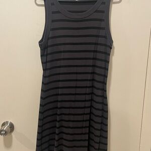 Michael Stars Black and Gray Striped Midi Dress